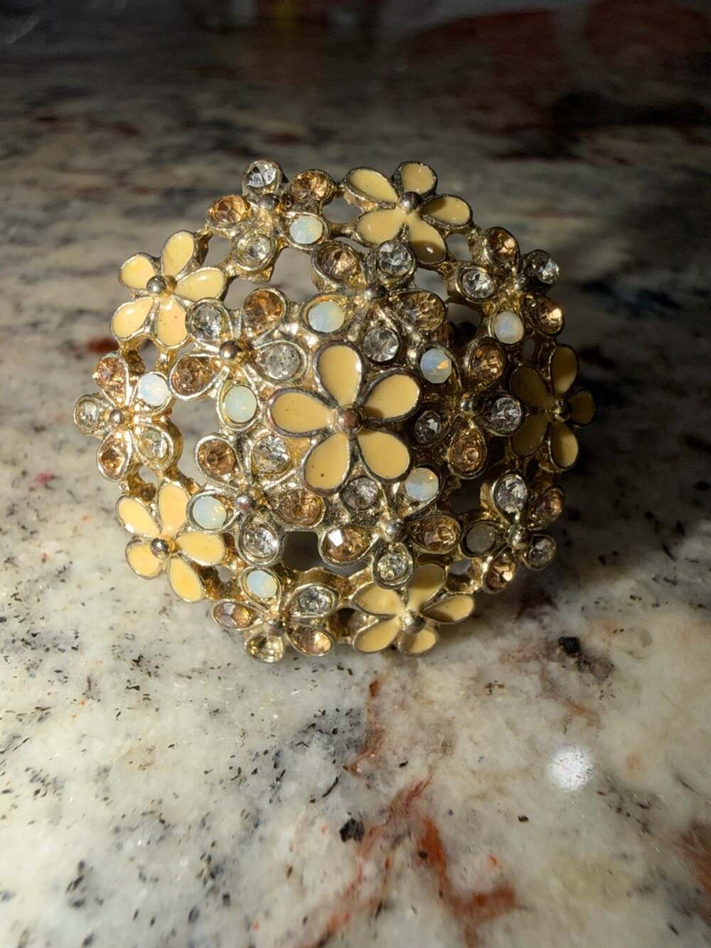 Paparazzi Yellow Enamel Flower Stretch Ring